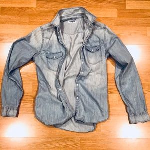 Express Fitted Blue Western Snap-Button Shirt